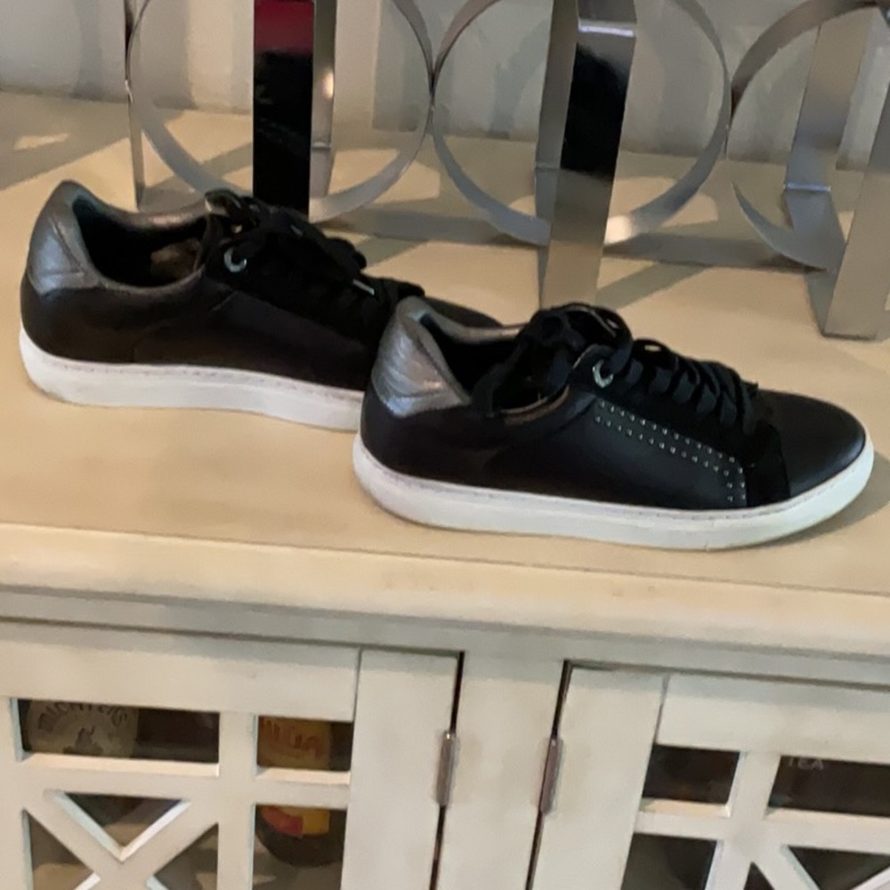 Zadig & Voltaire black leather/suede studded sneakers, size 37
